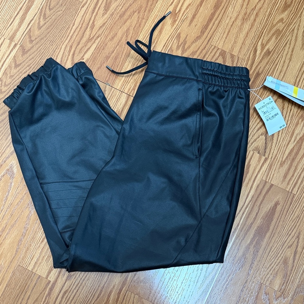 Zella Black Faux Leather Joggers NWT